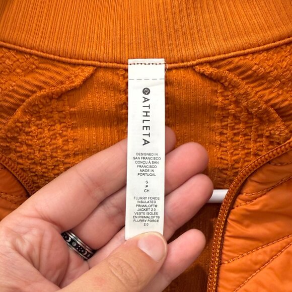 Athleta Flurry Force Insulated PrimaLoft Jacket Small Foliage Orange NWT $169 - Picture 4 of 10